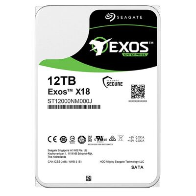 Seagate Exos X18 ST12000NM000J 12TB Disco duro interno 7200 RPM 256MB Cache SATA 6Gb/s CMR Enterprise HDD para almacenamiento de servidores las 24 horas del día