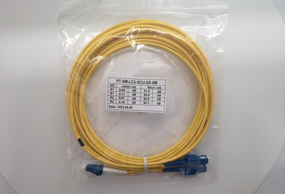 los 5m LC UPC modo a dos caras del cable OS2 del remiendo de la fibra del SC UPC al solo