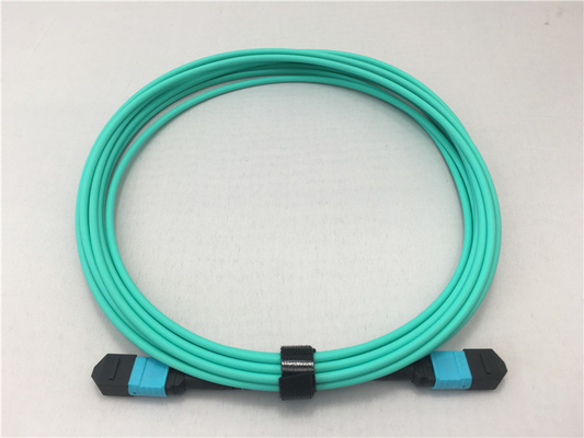 Tipo cable OM3 de la aguamarina el 1m MPO MPO del tronco de la fibra óptica de OFNP con varios modos de funcionamiento