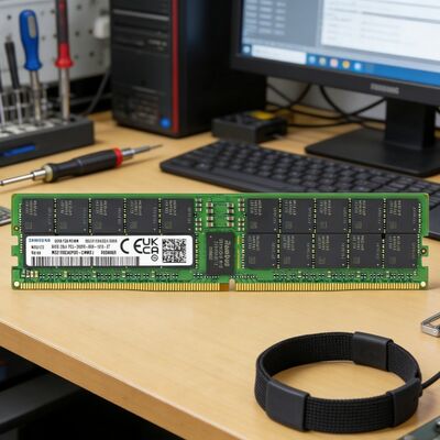 Se trata de una versión original de Samsung M321R8GA0PB0-CWMCJ 64GB DDR5 ECC RDIMM 288-Pin para el servidor empresarial.